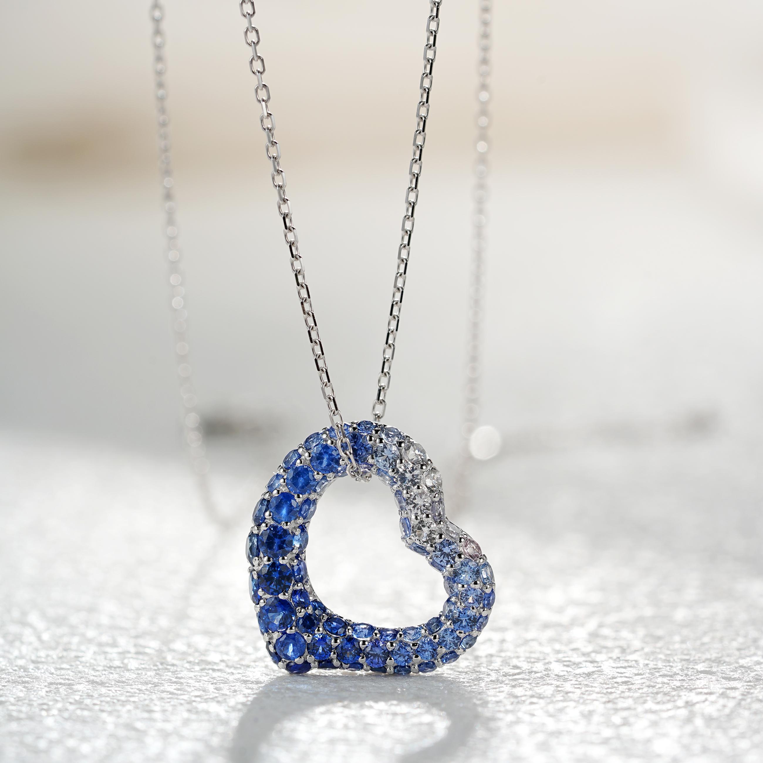 Blue Sapphire Heart Pendant, 17×17 mm | 18K Gold 1.65 g | RXIN - RXIN
